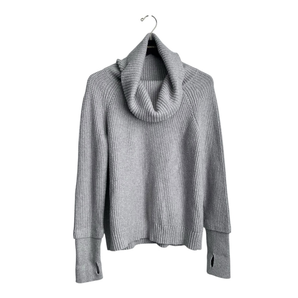 41 Hawthorn Women’s Cozy Gray Cowl Neck Thumb Holes Sweater - Medium